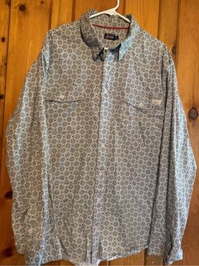 Justin Boots Green/Red Floral-Print Button Down Shirt